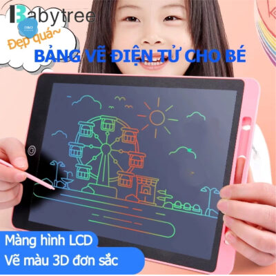 Bảng vẽ tự xóa BABYTREE màn hình LCD thông minh không bụi mịn dễ dàng sử dụng an toàn cho bé
